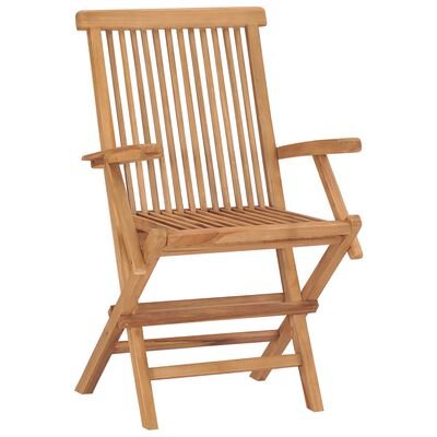 vidaXL Patio Chairs with Light Blue Cushions 4 pcs Solid Teak Wood