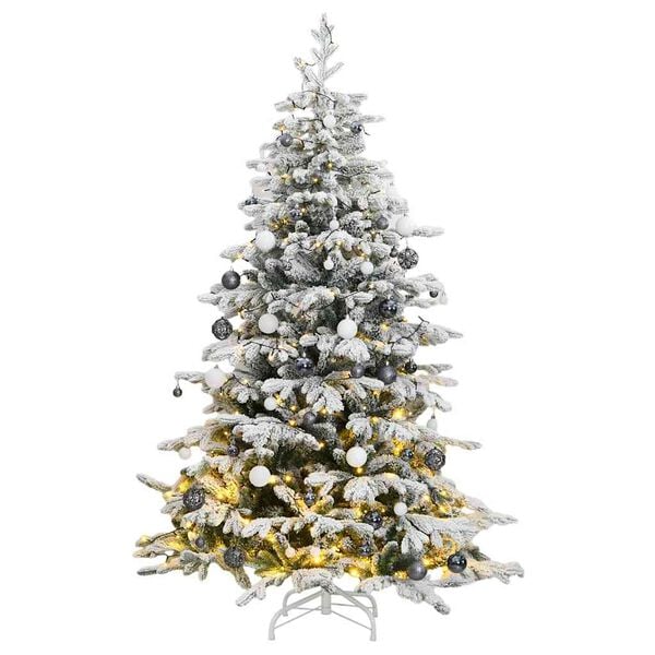 vidaXL Artificial Hinged Christmas Tree Green and white PVC, PE, Iron