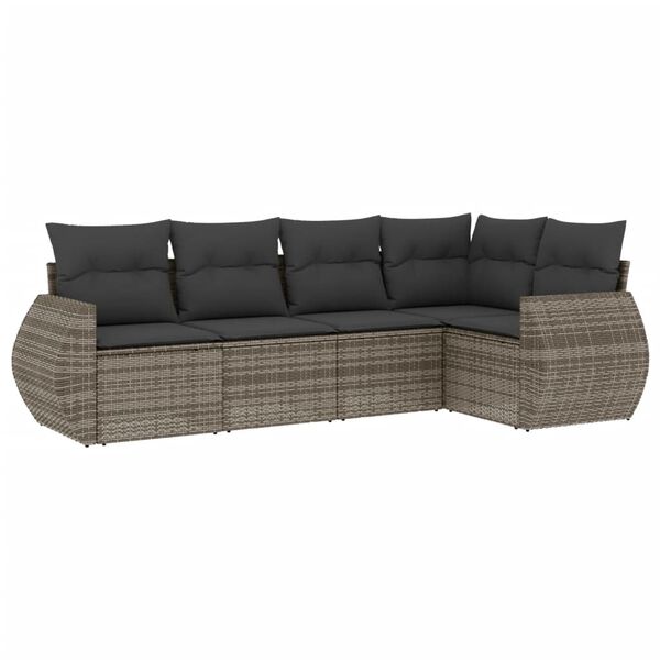 vidaXL Garden Sofa Set Grey PE rattan Large Modular Garden Sofa Set