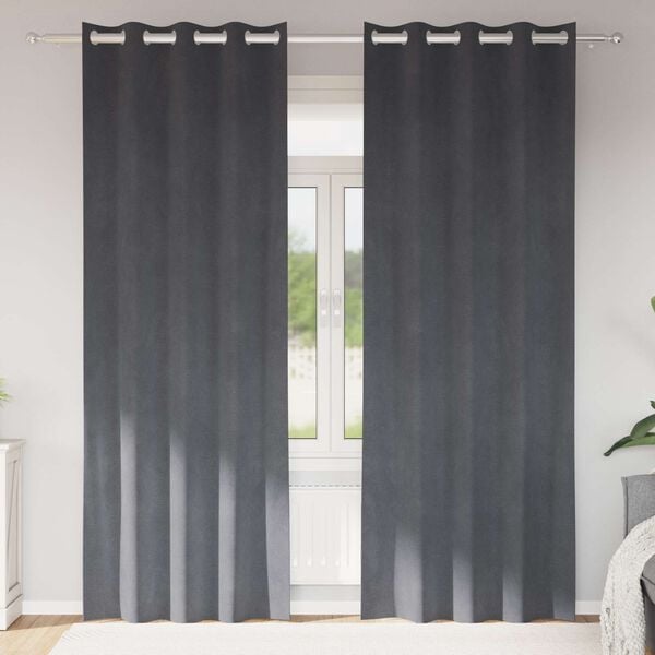 vidaXL Blackout Curtains 2 pcs Light Grey 55.12 x 96.46 in Velvet