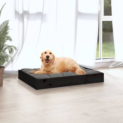 vidaXL Dog Bed Black 28.1"x21.3"x3.5" Solid Wood Pine