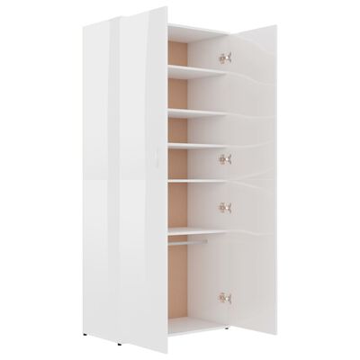vidaXL Shoe Cabinet High Gloss White 31.5"x15.4"x70.1" Engineered Wood