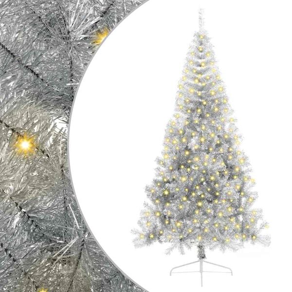 vidaXL Artificial Pre-lit Christmas Tree Silver 82.7" PET