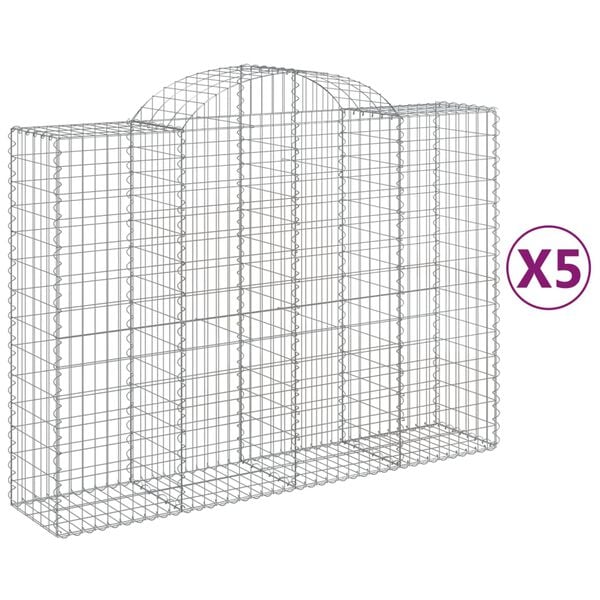 vidaXL Gabion Basket Set of 5 Silver Galvanized Iron Large Durable