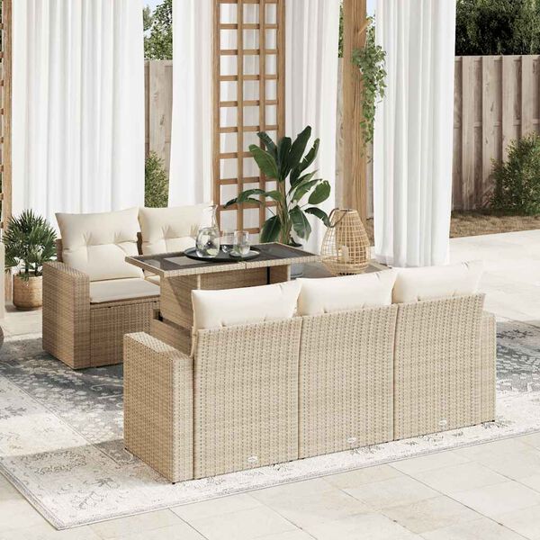 vidaXL Garden Sofa Set Beige, Cream White