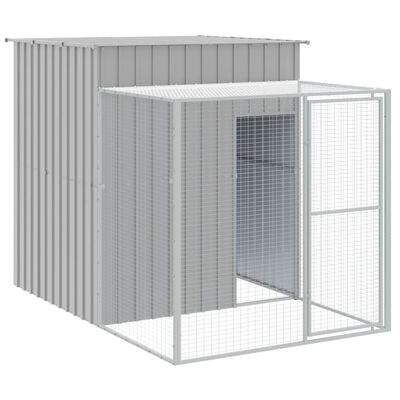 vidaXL Chicken Cage with Run Light Gray 65"x98.8"x71.3" Galvanized Steel