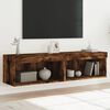vidaXL TV Stands with LED Lights 2 pcs Smoked Oak 23.6"x11.8"x11.8"
