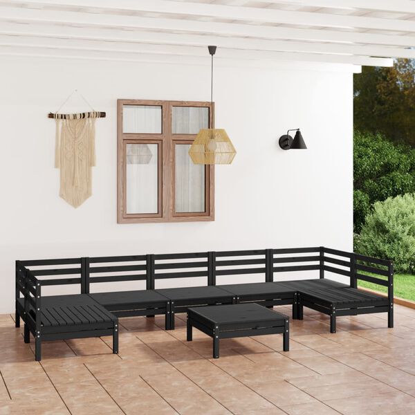 vidaXL Garden Lounge Set Black Solid pine wood Standard for lounge sets