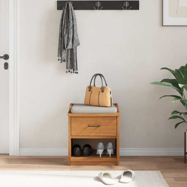 vidaXL Hallway Bench Natural wood Solid pinewood, engineered wood Compact