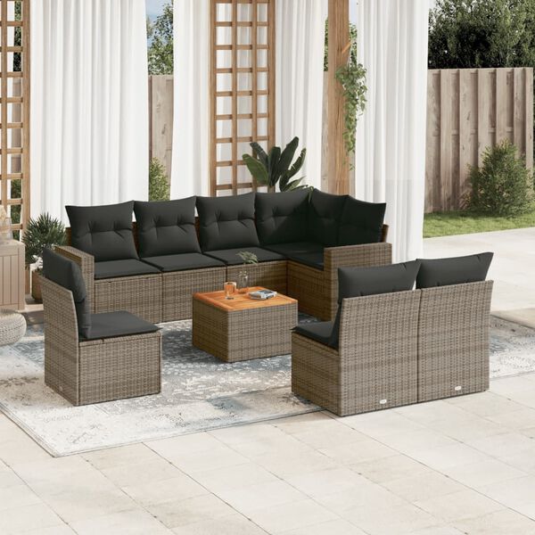 vidaXL Garden Sofa Set Grey and Brown