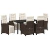 vidaXL Garden Dining Set with Cushion 7 pcs Brown Poly Rattan