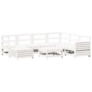 vidaXL Garden Sofa Set White Solid pine wood and plywood Medium Modular