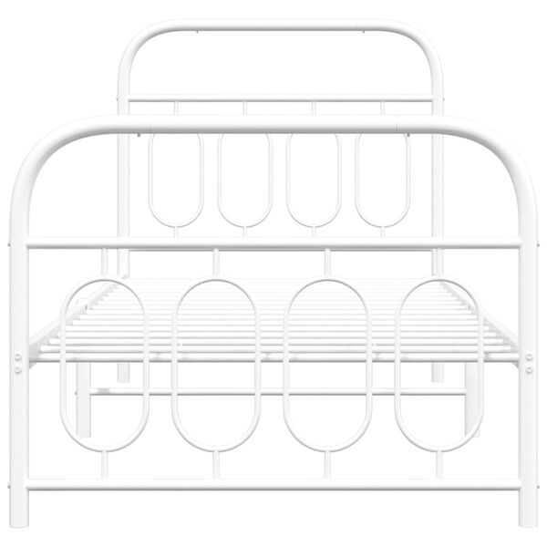 vidaXL Bed Frame White Steel Single Bed Modern Bed Frame Rectangular