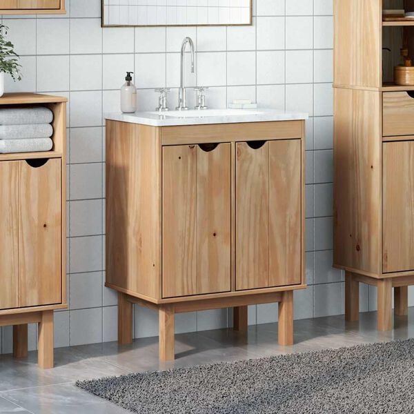 vidaXL Bathroom Sink Cabinet Honey brown Solid pine wood, engineered wood