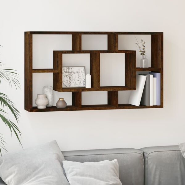 vidaXL Wall Shelf Smoked oak Engineered wood Medium Wall Storage