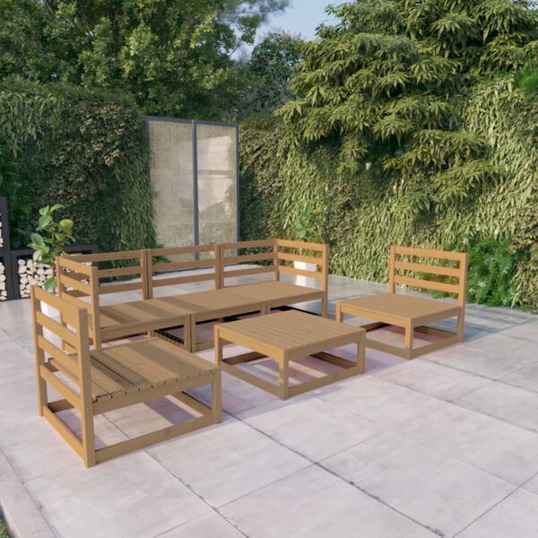 vidaXL Garden Lounge Set Honey Brown Solid Pine Wood Medium Modular