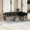 vidaXL Garden Sofa Set Light grey PE wicker Standard Adjustable Feet