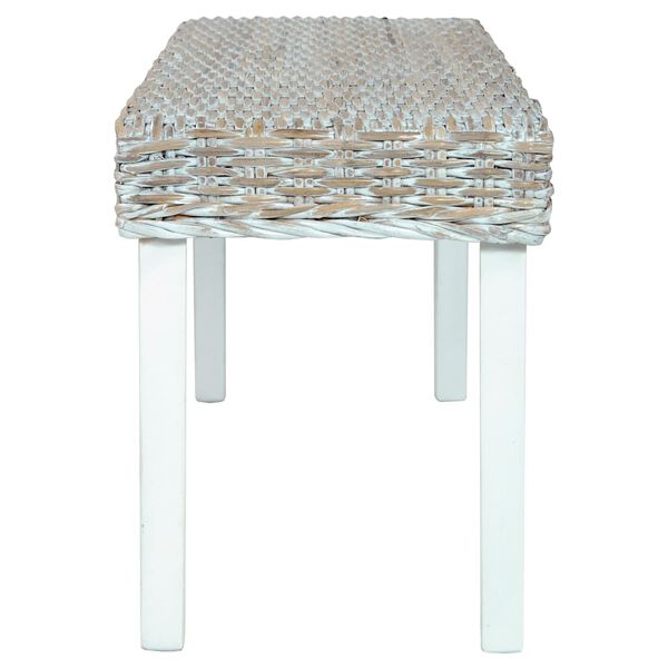 vidaXL Bench White Kubu rattan, Solid mango wood 43.3 in Durable Bench