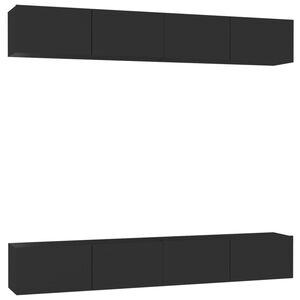 vidaXL TV Cabinet Set of 4 Black Engineered wood TV Cabinet