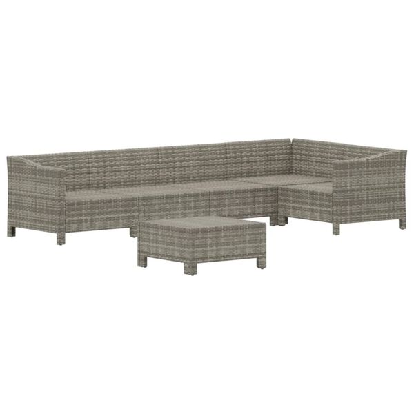 vidaXL Garden Lounge Set Grey PE rattan, powder-coated steel Large