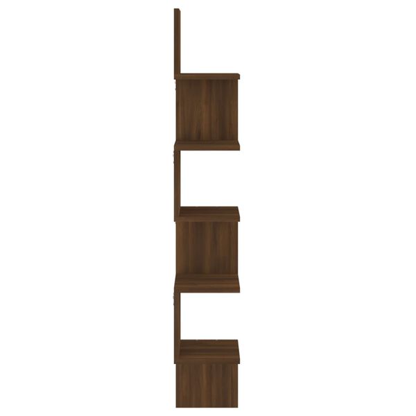 vidaXL Wall Corner Shelf Brown oak Engineered wood 7.9x7.9x50.2 in