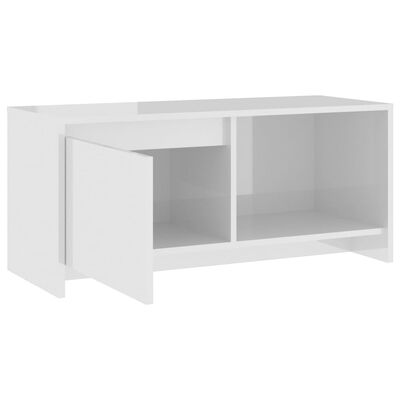vidaXL TV Stand High Gloss White 35.4"x13.8"x15.7" Engineered Wood