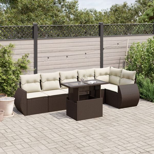 vidaXL Garden Sofa Set Brown