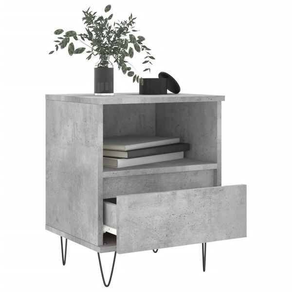 vidaXL Bedside Cabinet Set of 2 Concrete Grey Engineered Wood Medium
