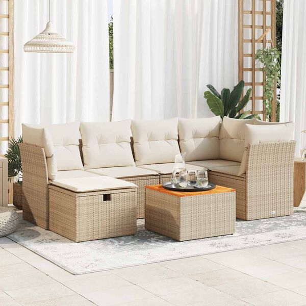 vidaXL Garden Sofa Set Beige, Cream