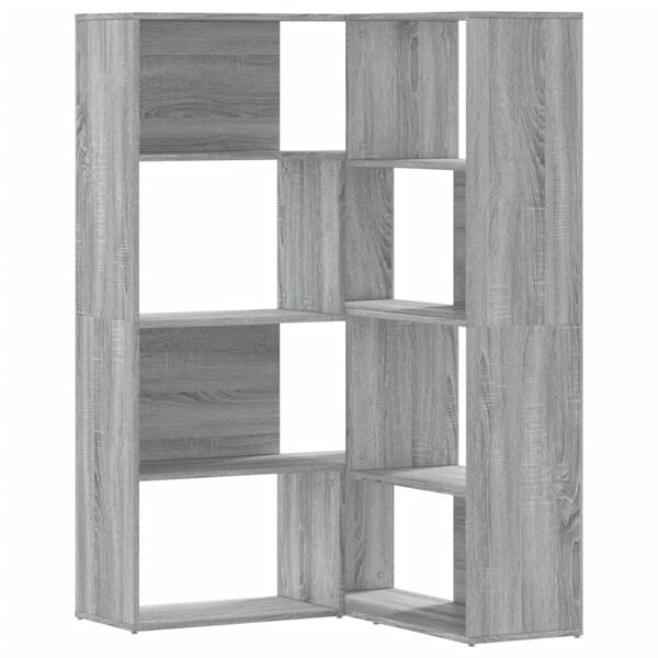 vidaXL Corner Bookcase Grey Sonoma Engineered Wood 55.1 x 33.5 x 33.5 in