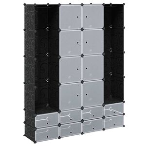vidaXL Modular Storage Black and White Plastic and steel wire
