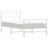 vidaXL Bed Frame White Powder-coated steel Twin Bed Frame Rectangular