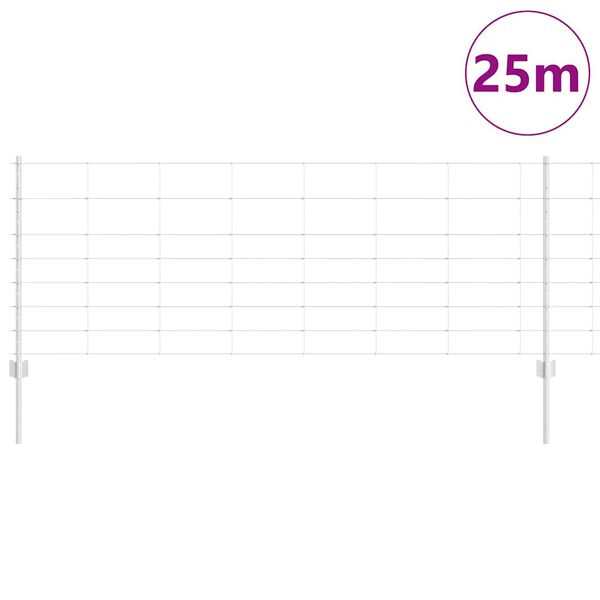 vidaXL Fence with Post Silver 2.62 x 82.02 ft Steel