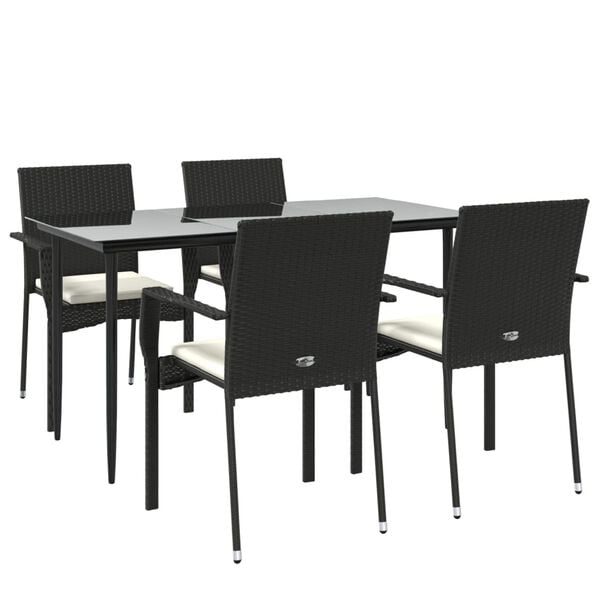 vidaXL Garden Dining Set Black PE Rattan Medium Modular
