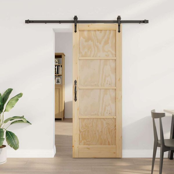 vidaXL Sliding Door ORKDAL Brown 28.94 x 78.15 in Solid Pine Wood