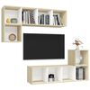 vidaXL TV Cabinet Set White and Sonoma Oak Engineered Wood