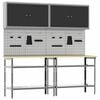 vidaXL Work Bench Set with Shelf with Storage Adjustable Gray Steel