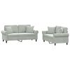 vidaXL Sofa Set Light Grey Velvet, Metal, Plywood, PP Cotton 2-Seater