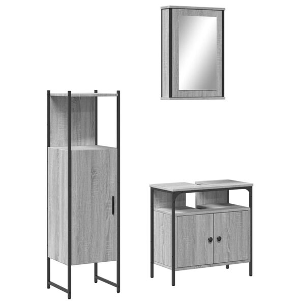 vidaXL Bathroom Furniture Set Gray Sonoma Engineered wood Compact