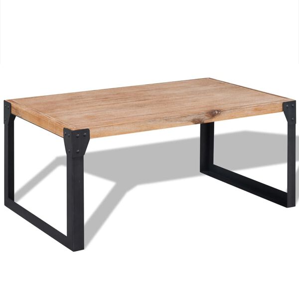 vidaXL Coffee Table Brown and Black 100% solid acacia wood with steel legs