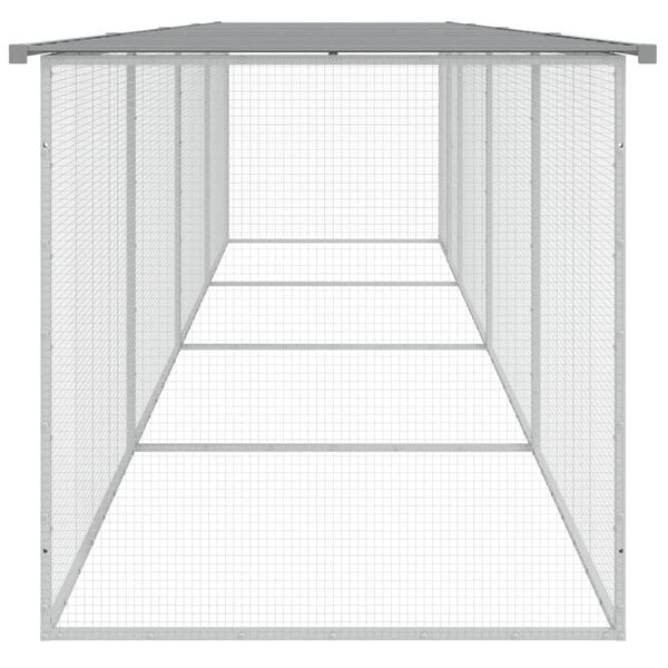 vidaXL Chicken Cage with Roof Light Gray 158.7"x38.6"x35.4" Galvanized Steel