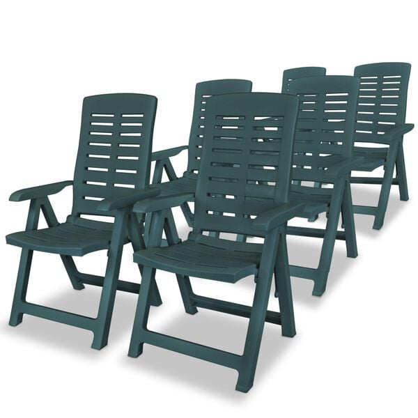 vidaXL Garden Chair Set of 6 Green Plastic Standard Foldable