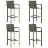 vidaXL Garden Bar Set Grey PE rattan, powder-coated steel Large Footrest