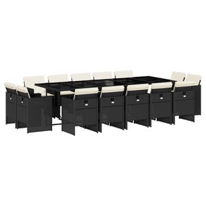 vidaXL Patio Dining Set Set of 14 Black, Cream White