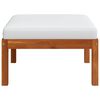 vidaXL Footstool Cream white cushion, Natural wood Solid Acacia wood