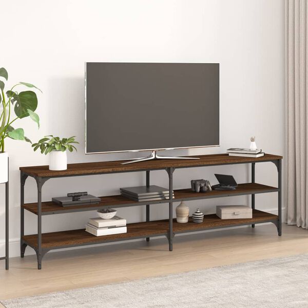 vidaXL TV Cabinet Brown Oak Engineered Wood Long Adjustable Feet