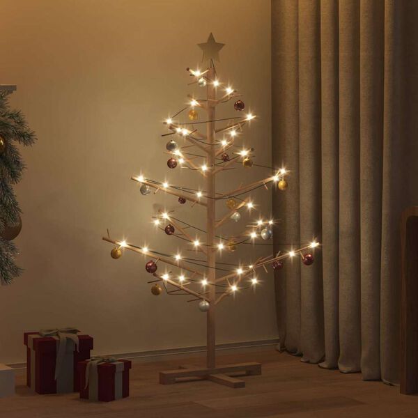 vidaXL Wooden Christmas Tree with Stand Brown 49.21 in Solid pine wood