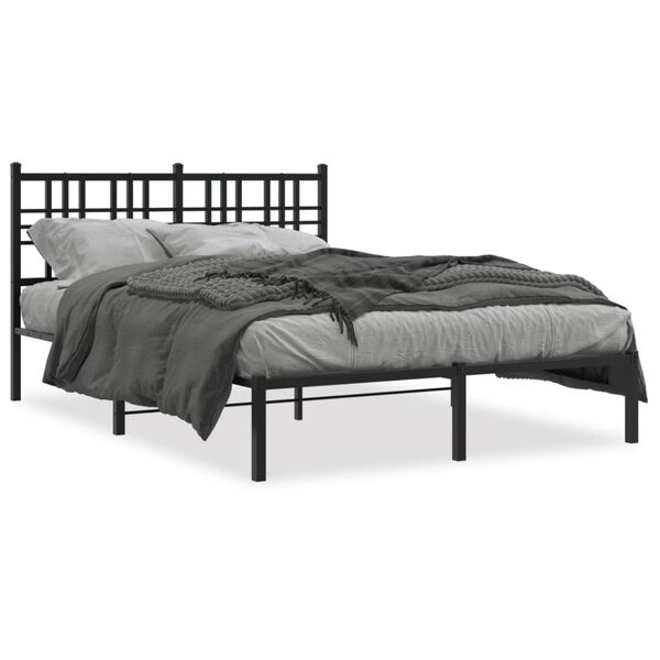 vidaXL Bed Frame Black Powder-Coated Steel Full Bed Frame Rectangular