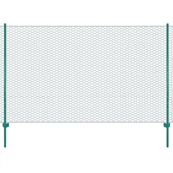 vidaXL Wire Mesh Fence with Posts Steel 82'x6.6' Green