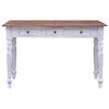 vidaXL Desk White and Natural Solid mahogany wood Standard desk size